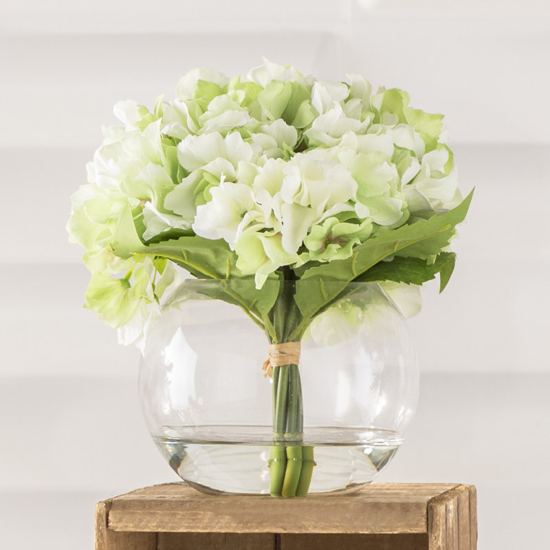 Hydrangea Arrangement in Glass Vase & Reviews Birch Lane